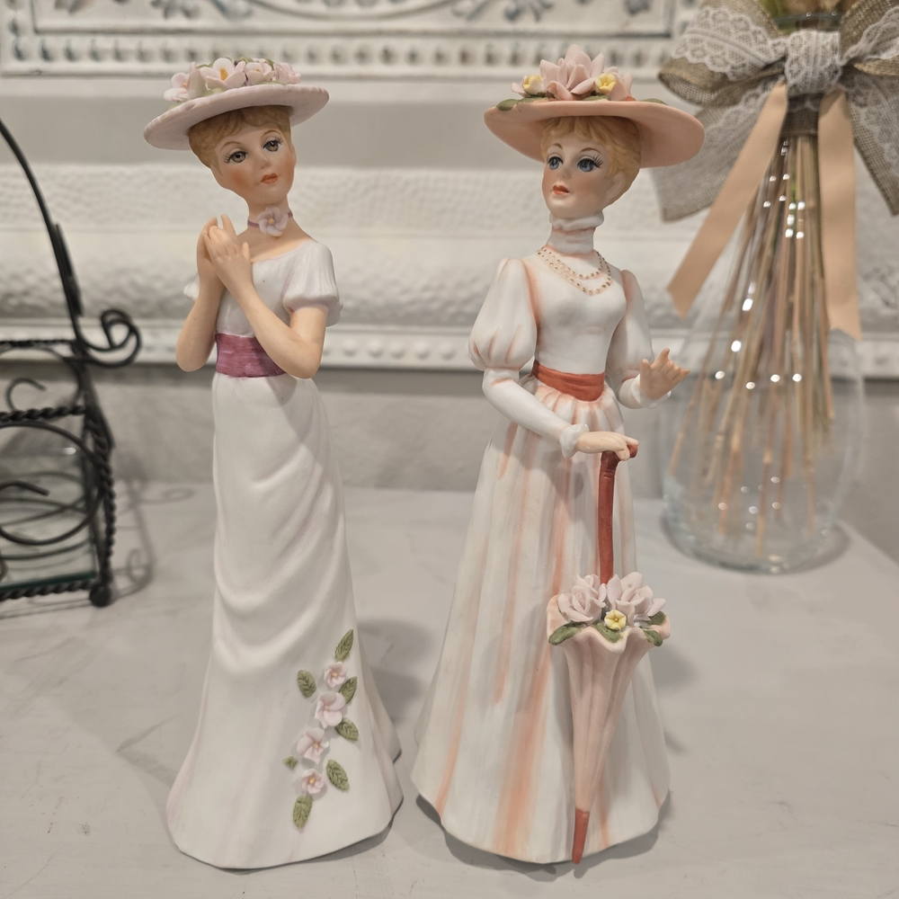 Vintage Enesco Imports Corp Victorian Porcelain Ladies Figurines - Picture 2 of 16